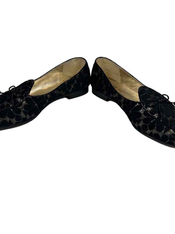 Kate Spade Women's Black/Gold Metallic Floral Slip On Devi Loafer Flats - 7.5 image 6