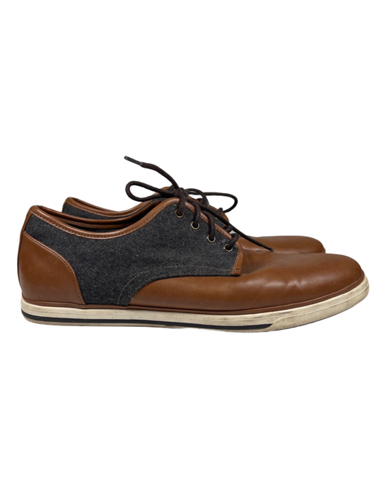 Aldo Men's Brown/Gray Leather Saddle Shoe Lace Up Oxford Sneakers - 13