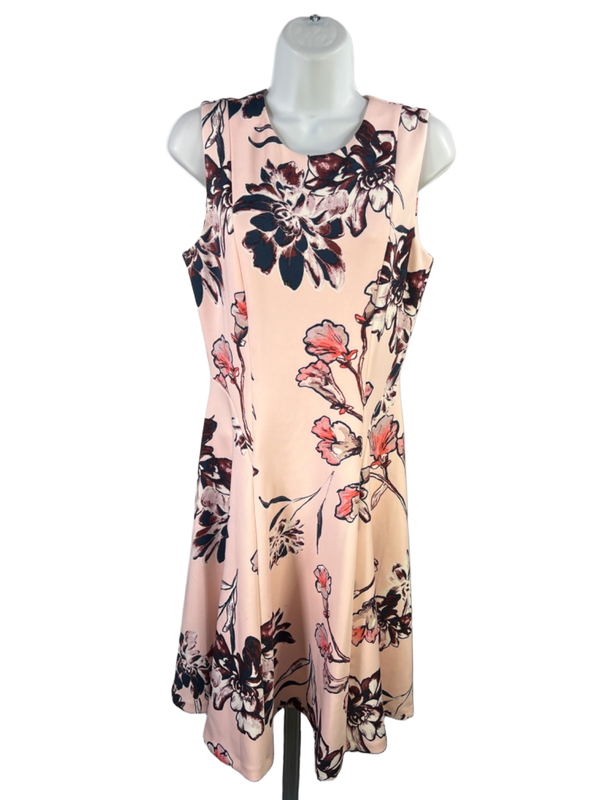 Ivanka Trump Women's Pink Floral Sleeveless Midi A-Line Dress - 6