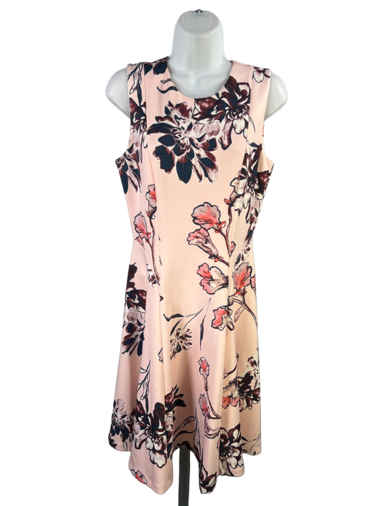 Ivanka Trump Women's Pink Floral Sleeveless Midi A-Line Dress - 6