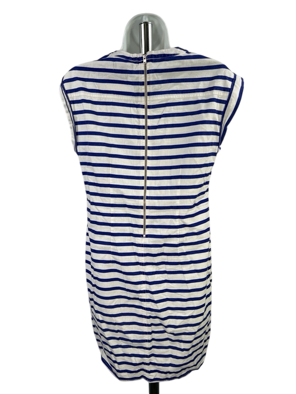 J. Crew Women's White/Blue Striped Cap Sleeve V-Neck Sheath Dress - XS image 2