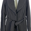 Calvin Klein Women’s Black Wool Blend Button Up Coat - 8