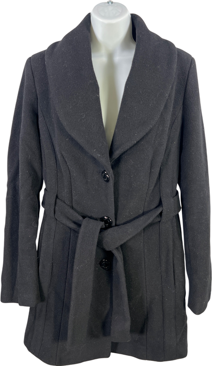 Calvin Klein Women’s Black Wool Blend Button Up Coat - 8