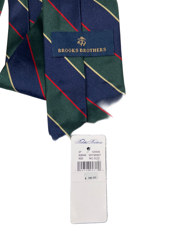Brooks Brothers Men's Blue/Green Striped 59" Silk Tie - One Size image 2