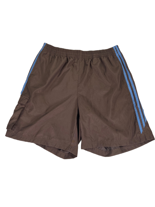 Adidas Men's Brown/Blue Striped Cargo Athletic Shorts - L