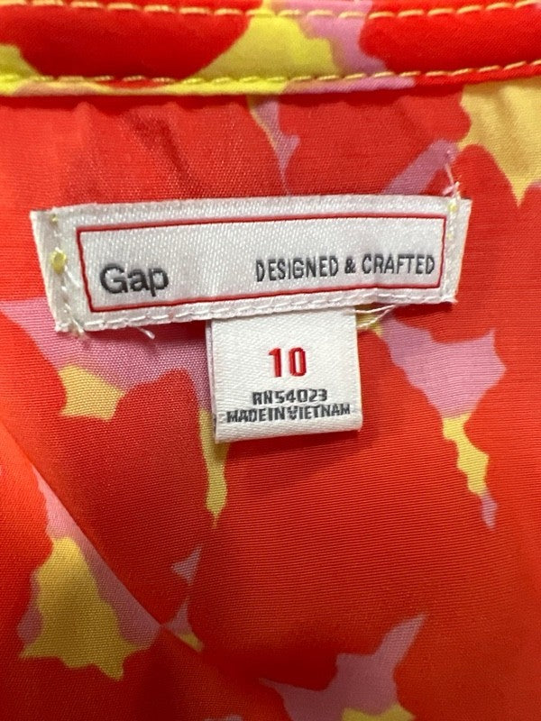 Gap Women's Orange/Yellow Cap Sleeve A-Line Dress - 10 image 3