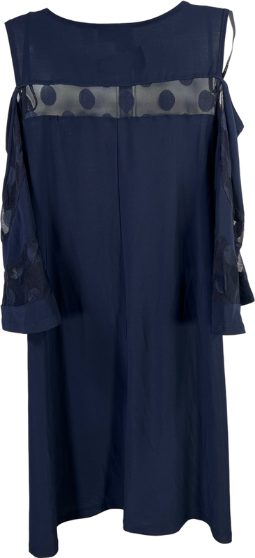 Nina Leonard Women’s Navy Blue Short Cold Shoulder Shift Dress - S image 2