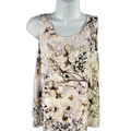 White House Black Market Women's Beige/Black Floral Sleeveless Blouse - S
