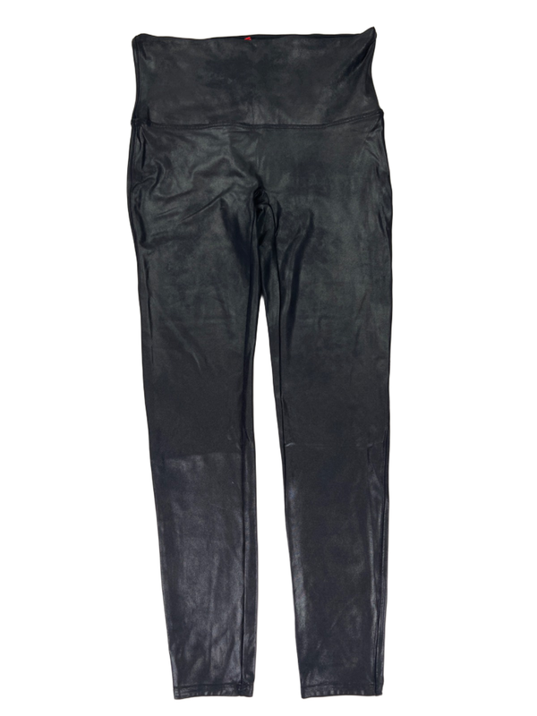 Spanx Women's Black Spanxshape Faux Leather High Rise Leggings - 1X Plus