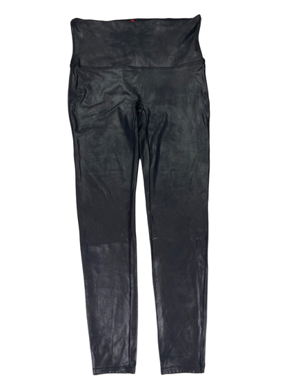 Spanx Women's Black Spanxshape Faux Leather High Rise Leggings - 1X Plus