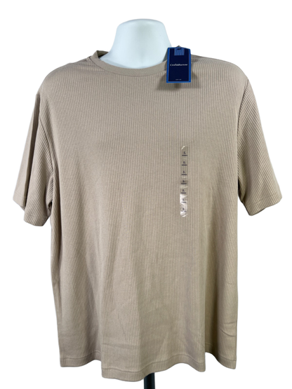 Croft and Barrow Men's Beige Short Sleeve Ribbed Knit T-Shirt - L