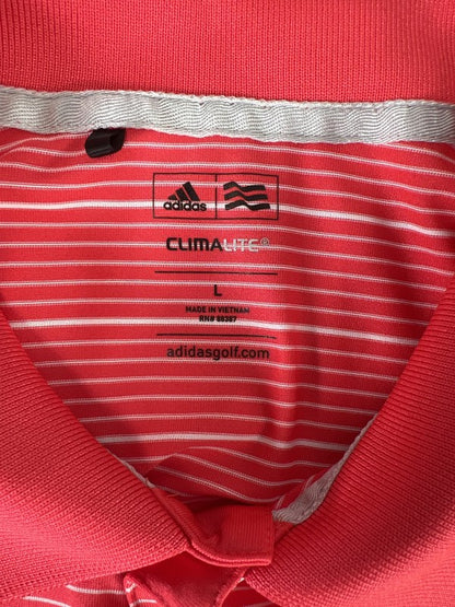 Adidas Men’s Red Striped Short Sleeve Athletic Climalite Golf Polo - L image 3