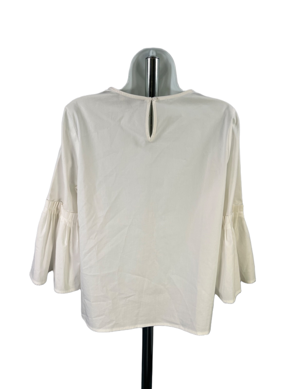 Marled Reunited Clothing Women's White 3/4 Pleated Bell Sleeve Blouse - M image 2
