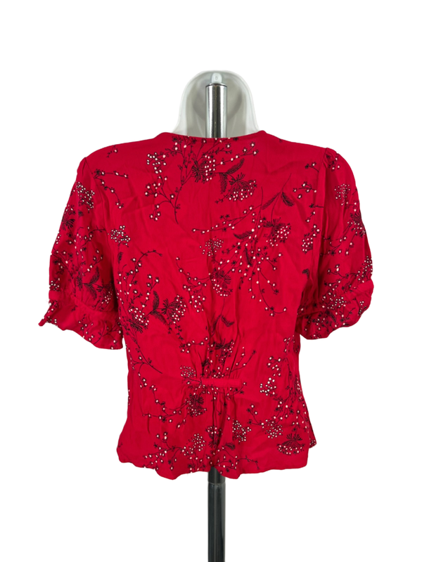 Madewell Women’s Red Windswept Floral Daylight 1/2 Sleeve V-Neck Blouse - 4 image 2