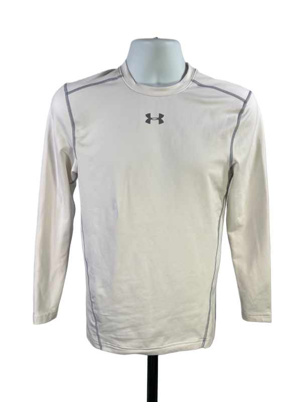 Under Armour Men's White Coldgear Compression Long Sleeve Athletic Shirt - L