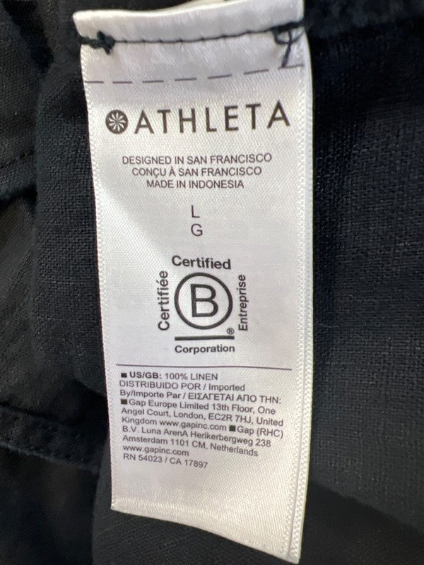 Athleta Women's Black Linen Retreat Long Sleeve Button Up Shirt - L image 4