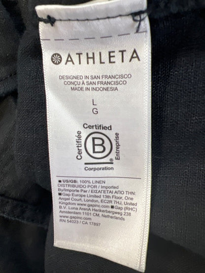 Athleta Women's Black Linen Retreat Long Sleeve Button Up Shirt - L image 4