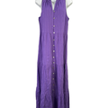 J.Jill Women's Purple Beach Plum Button Up Tiered Maxi Dress - M