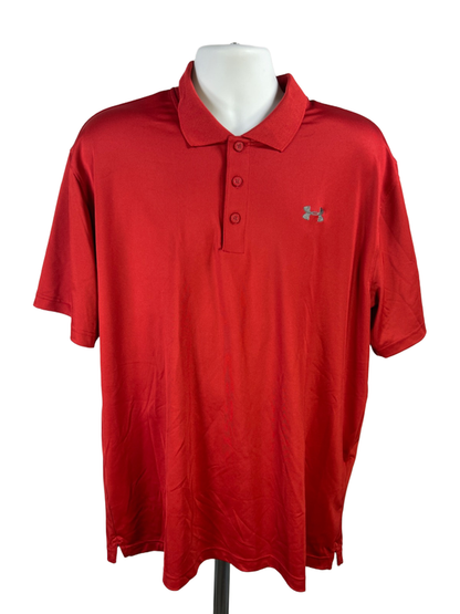 Under Armour Men's Red Heatgear Loose Short Sleeve Golf Polo Shirt - 2XL