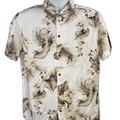 Aeropostale Men's White/Beige Hawaiin Short Sleeve Button Up Shirt - M