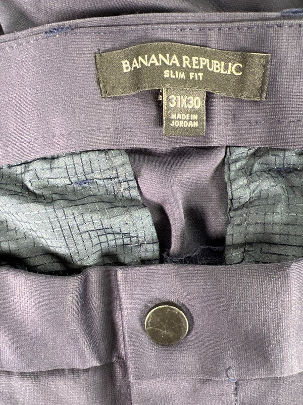 Banana Republic Men's Blue Slim Fit Dress Pants - 31x30 image 3