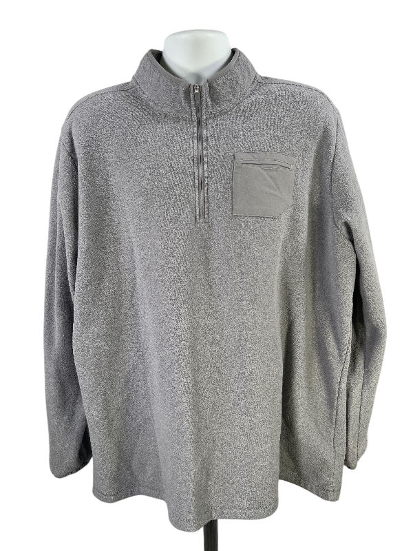 adidas Men's Gray 1/4 Zip Long Sleeve Pullover Sweatshirt - 2XL