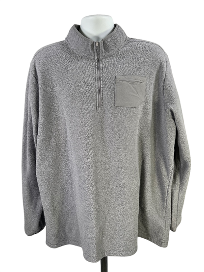 adidas Men's Gray 1/4 Zip Long Sleeve Pullover Sweatshirt - 2XL