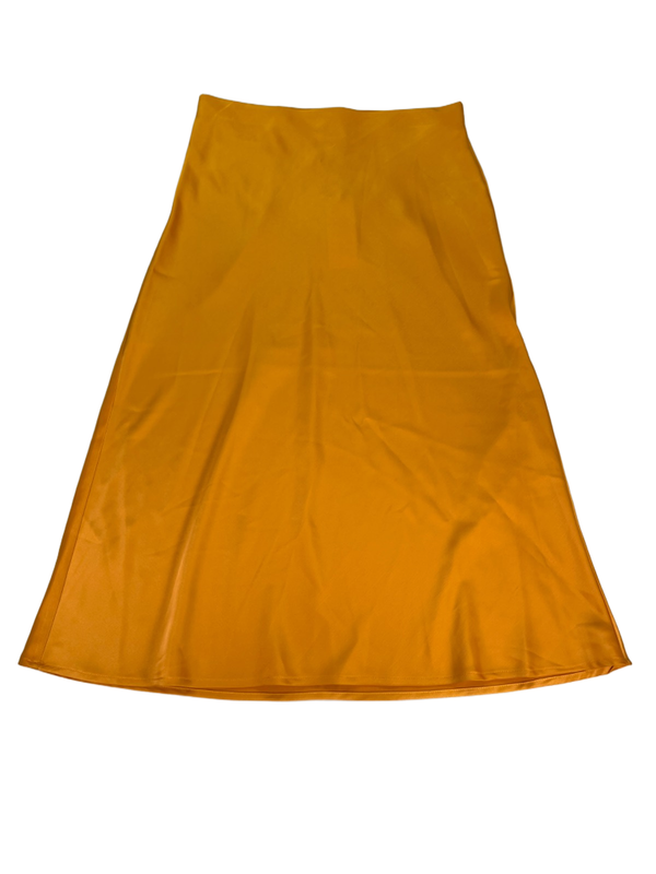 Rachel Zoe Women's Yellow Satin Midi Slip Skirt - 4