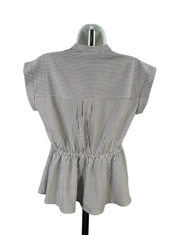 Monteau Los Angeles Women's Blue Striped Peplum Blouse - M image 2