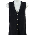 Nordstrom Women's Black Sleeveless Button Up Sweater Vest - L