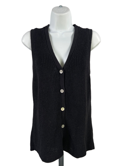 Nordstrom Women's Black Sleeveless Button Up Sweater Vest - L