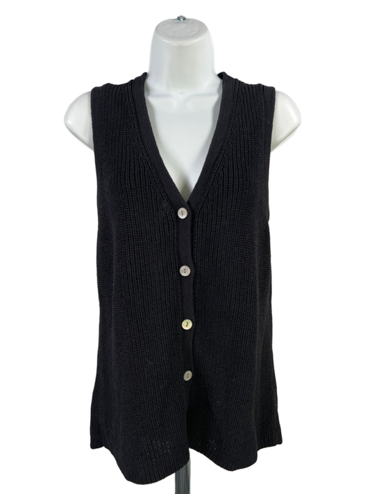 Nordstrom Women's Black Sleeveless Button Up Sweater Vest - L