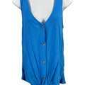 T.la Women’s Blue Button Up Tie Front Sleeveless Tank Top - XS