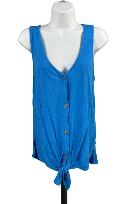 T.la Women’s Blue Button Up Tie Front Sleeveless Tank Top - XS image 2