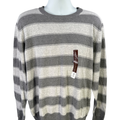 Sonoma Men's Gray Striped Long Sleeve Crewneck Sweater - XL