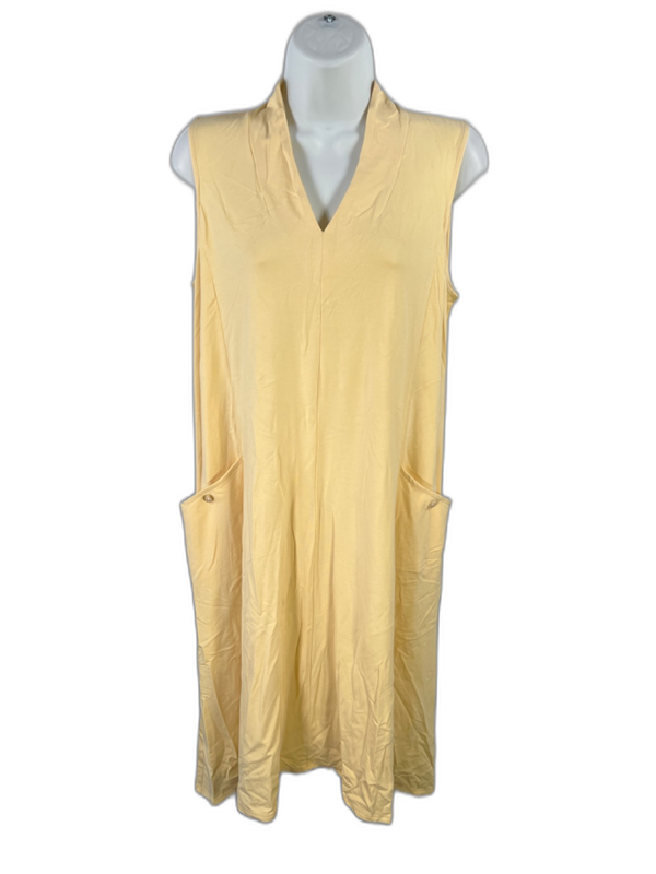 J.Jill Wearever Collection Women's Yellow Sleevless Pocket Front Shirt Dress - S