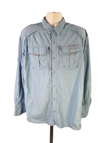 Cabela's Guidewear Men's Blue Vented Long Sleeve Fishing Shirt - XL Tall