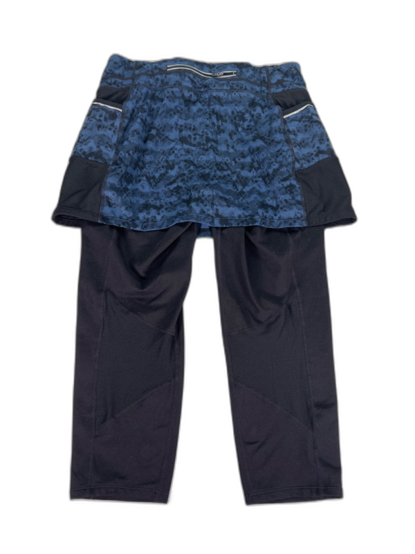 Athleta Women's Black/Blue 2 in 1 Mesh Leg Skirted Leggings - M image 2