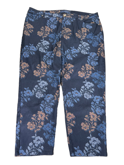 Chico's Women's Blue Floral Girlfriend Slim Ankle Pants - 4/US 22