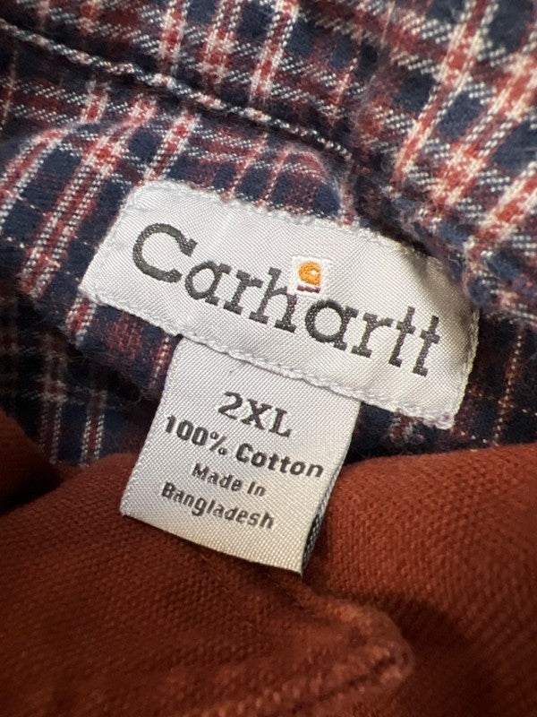 Carhartt Men's Red/Orange Twill Snap Button Up Long Sleeve Work Shirt - 2XL image 3