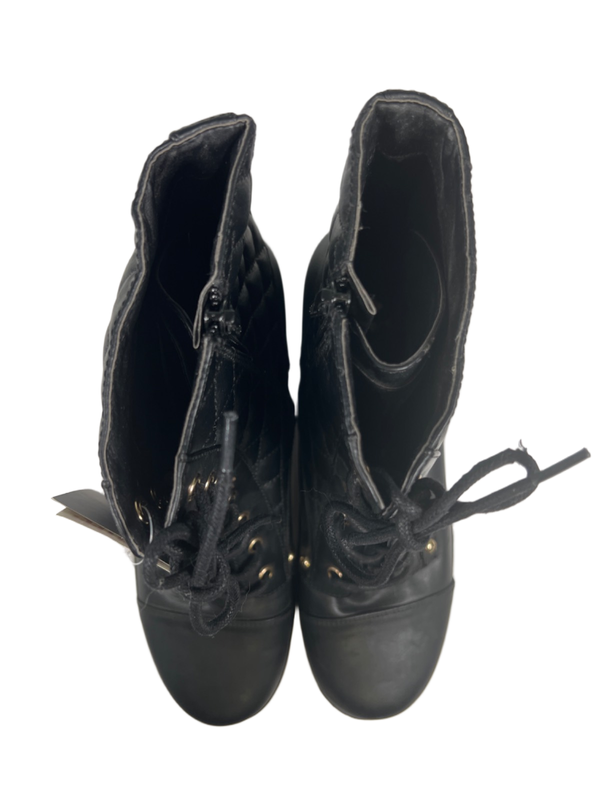 G By Guess Women's Black Quilted Side Zip Moto Combat Boots - 10 image 3