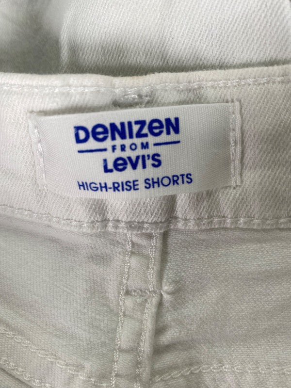 Levi's Women's White Denizen Distressed High Rise Denim Shorts - 12 image 3