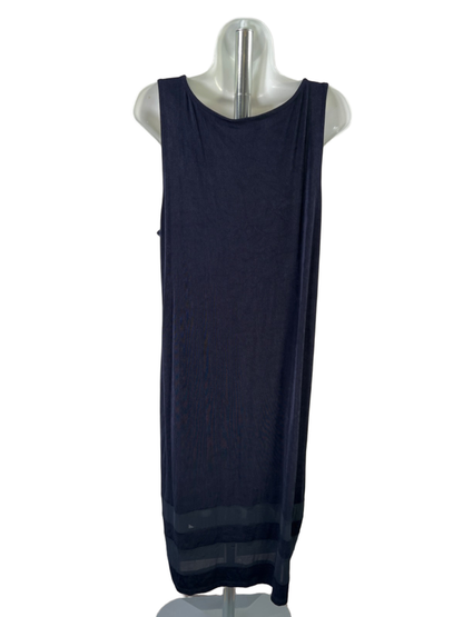 Chico's Women's Blue Sleeveless Sheer Striped Bottom Midi Dress - 3/US 16 image 2