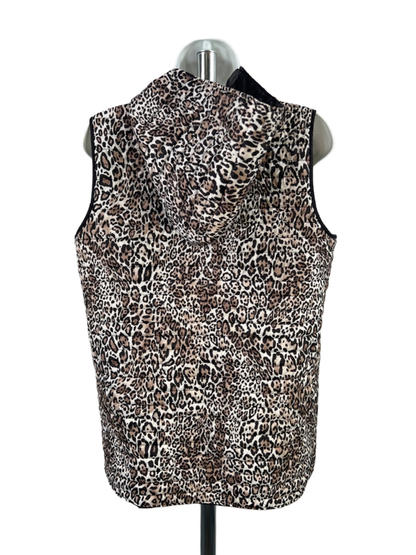 Weekends by Chico's Women's Brown Cheetah Print Full Zip Puffer Vest - 1/US M image 2