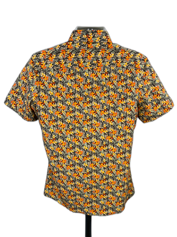 Nordstrom Men's Yellow/Orange Floral Short Sleeve Trim Fit Button Up Shirt - M image 2