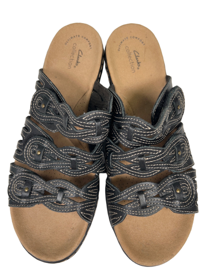 Clarks Collection Women's Black Leisa Faye Strappy Hook-And-Loop Sandals - 9 image 3