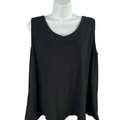 J Jill Women's Black Rounded V Neck Sleeveless Tank Top - XL