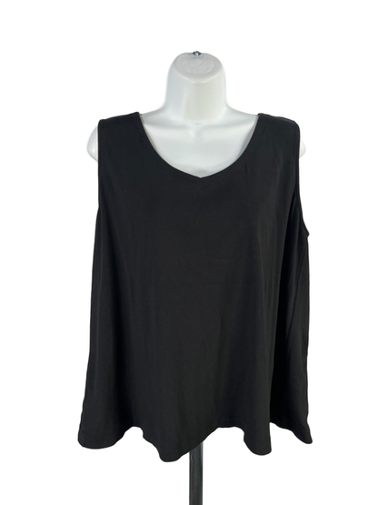 J Jill Women's Black Rounded V Neck Sleeveless Tank Top - XL