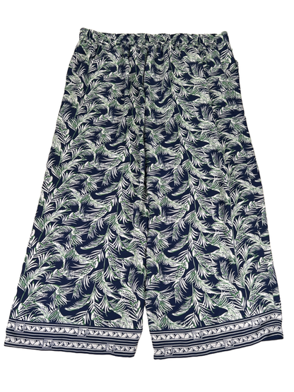 Max Studio Women's Blue/Green Leaf Print Sheer Wide Leg Cover Up Pants - Plus 2X image 2