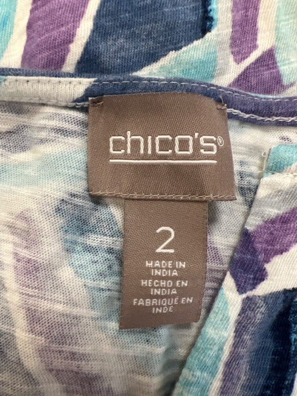 Chico's Women's Blue/Purple Short Sleeve V-Neck T-Shirt - 2/US L image 3